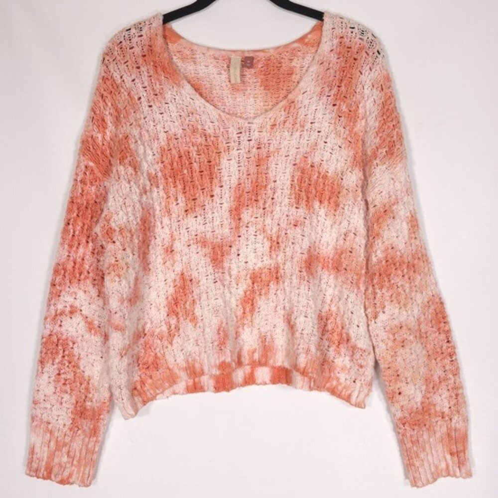 Anthropologie Pilcro Christian V-Neck Pullover Knit Sweater Cotton Coral Size XS